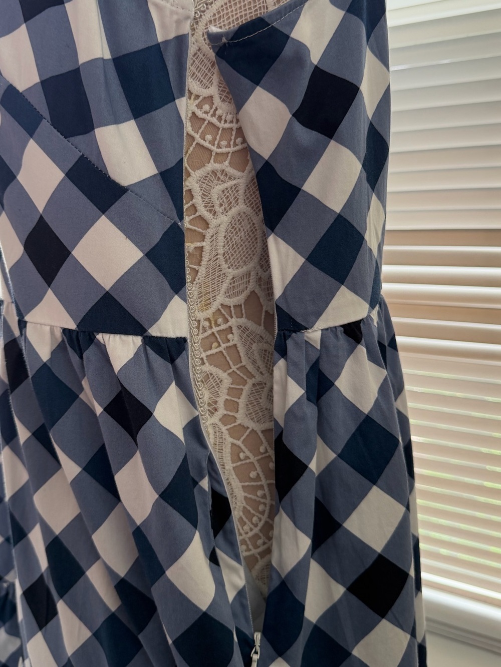 EUC Tommy Hilfiger Blue White Plaid Gingham Sundress Ruffle Hem Size 12 - Picture 5 of 10